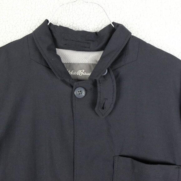 Eddie Bauer Travex Coat Mens 42 Large Black Button Up Casual City Chin Strap - Picture 2 of 9
